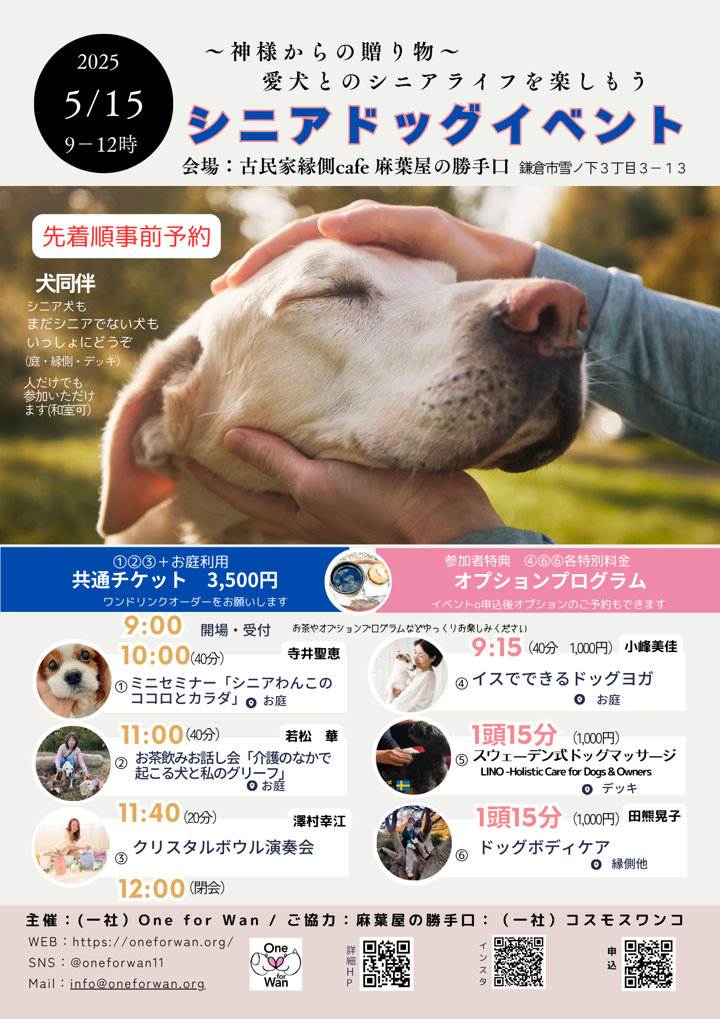 お知らせ】2025/5/15（木）シニアドッグイベント開催！事前申込